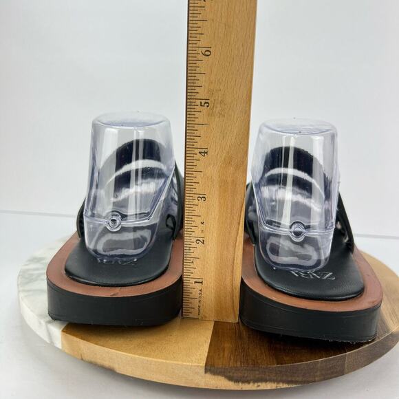 Zara Minimal Black Slip On Chunky Platform Slide Flat Sandals Size 8/39 - Picture 7 of 8